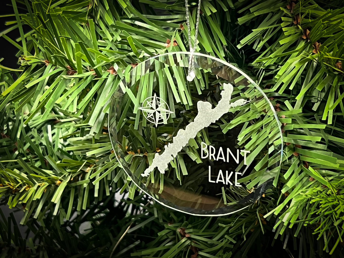 Brant Lake New York Round Clear Glass Ornament