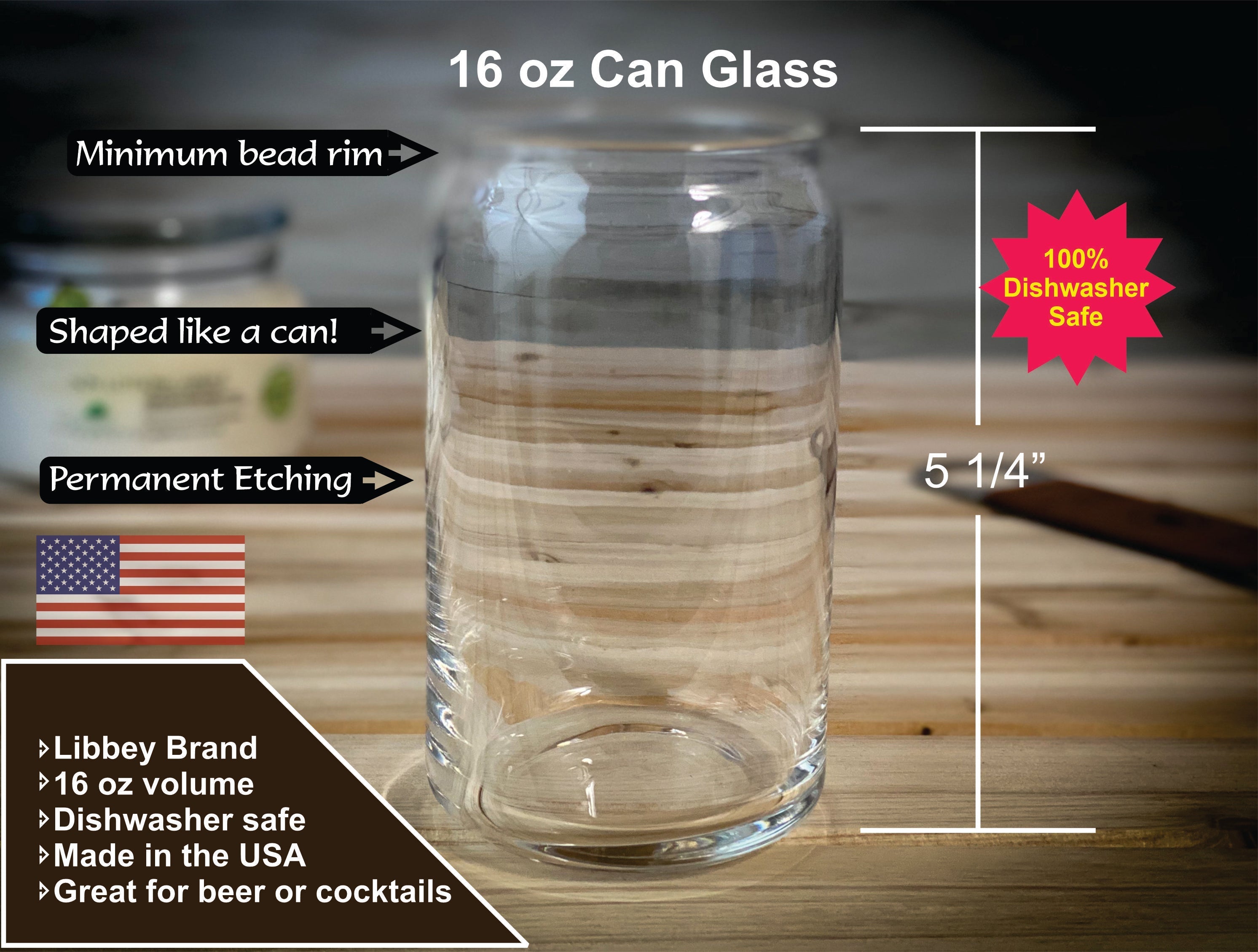 Lake George with Quote -  16 oz Can Glass