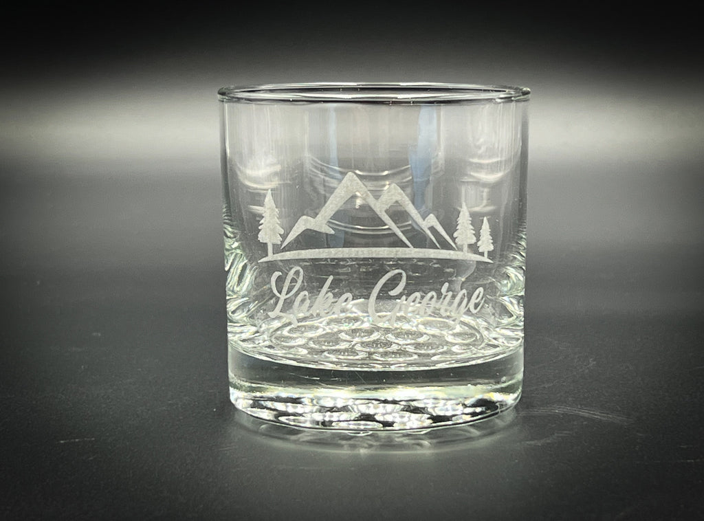 Lake George with Mountains Knob Rocks Glass