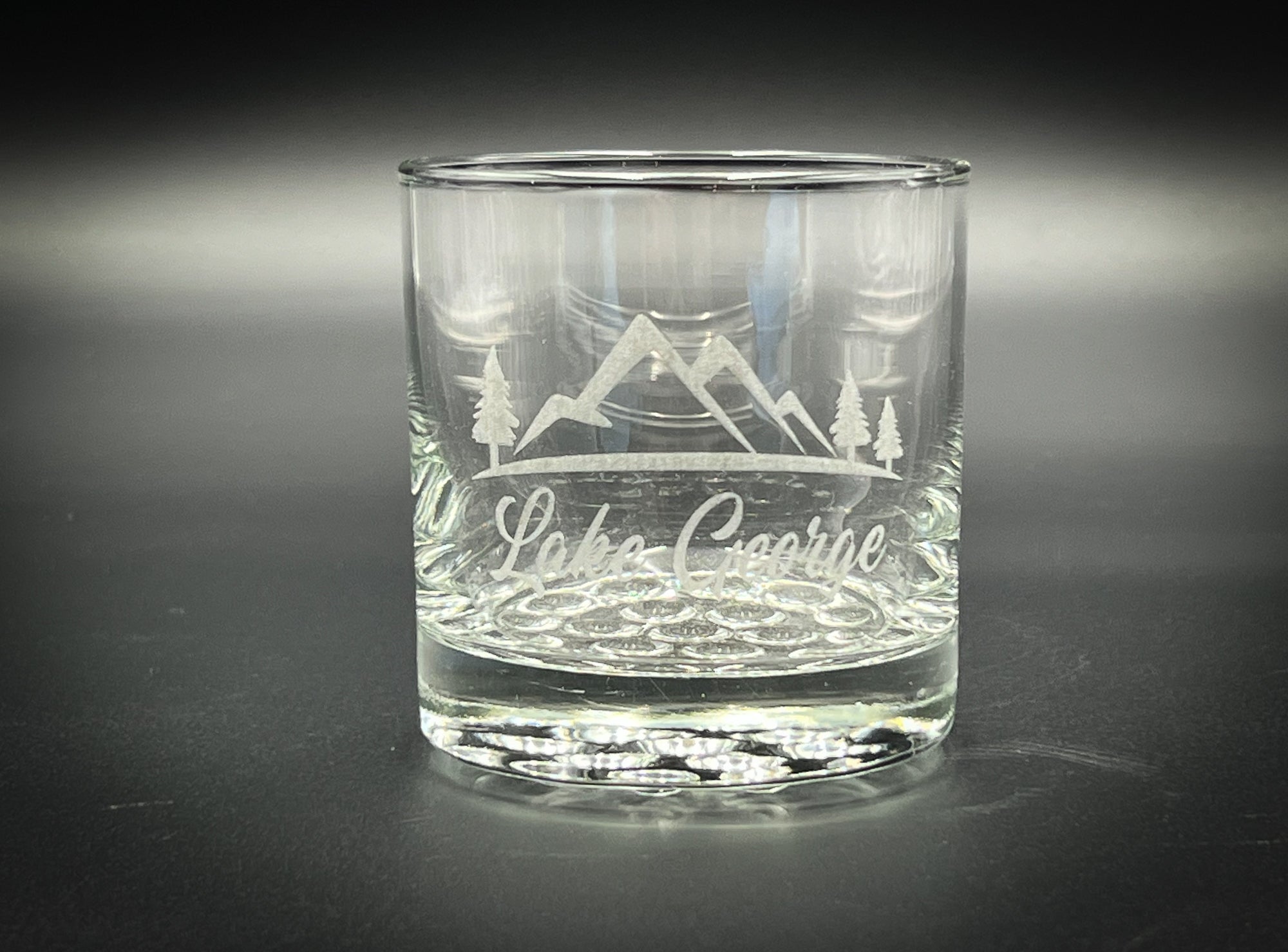 Lake George with Mountains Knob Rocks Glass