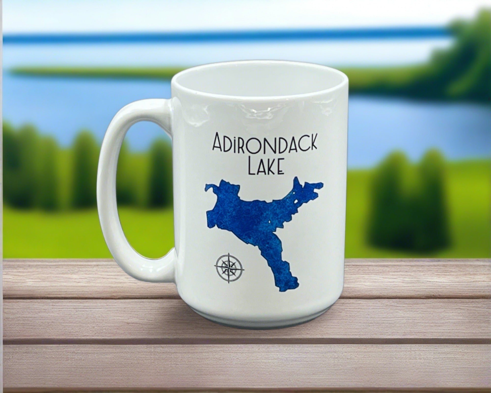 Ceramic Coffee Mug - Adirondack Lake 15 oz Large Coffee Cup | Microwave Safe