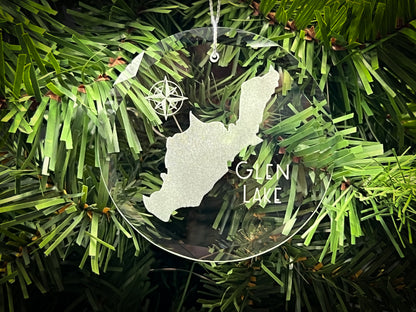 Glen Lake New York Round Clear Glass Ornament
