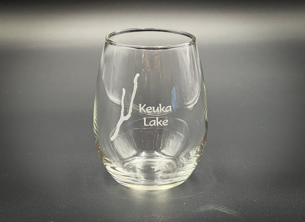 Keuka Lake - New York - 15 oz Stemless Wine Glass
