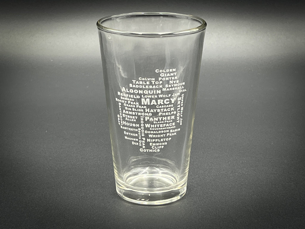 46 High Peaks of the Adirondacks Pint Glass