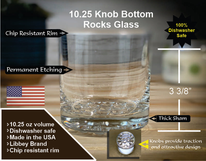 Loon - 10.25 oz Etched Knob Rocks Glass