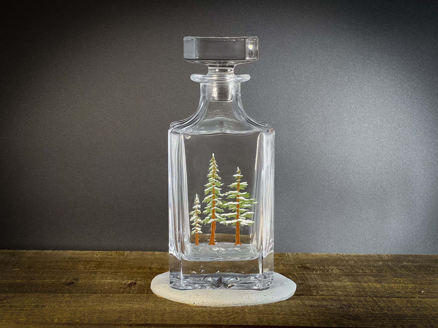 Snowy Trees Hand Painted - 750ml Whiskey Decanter