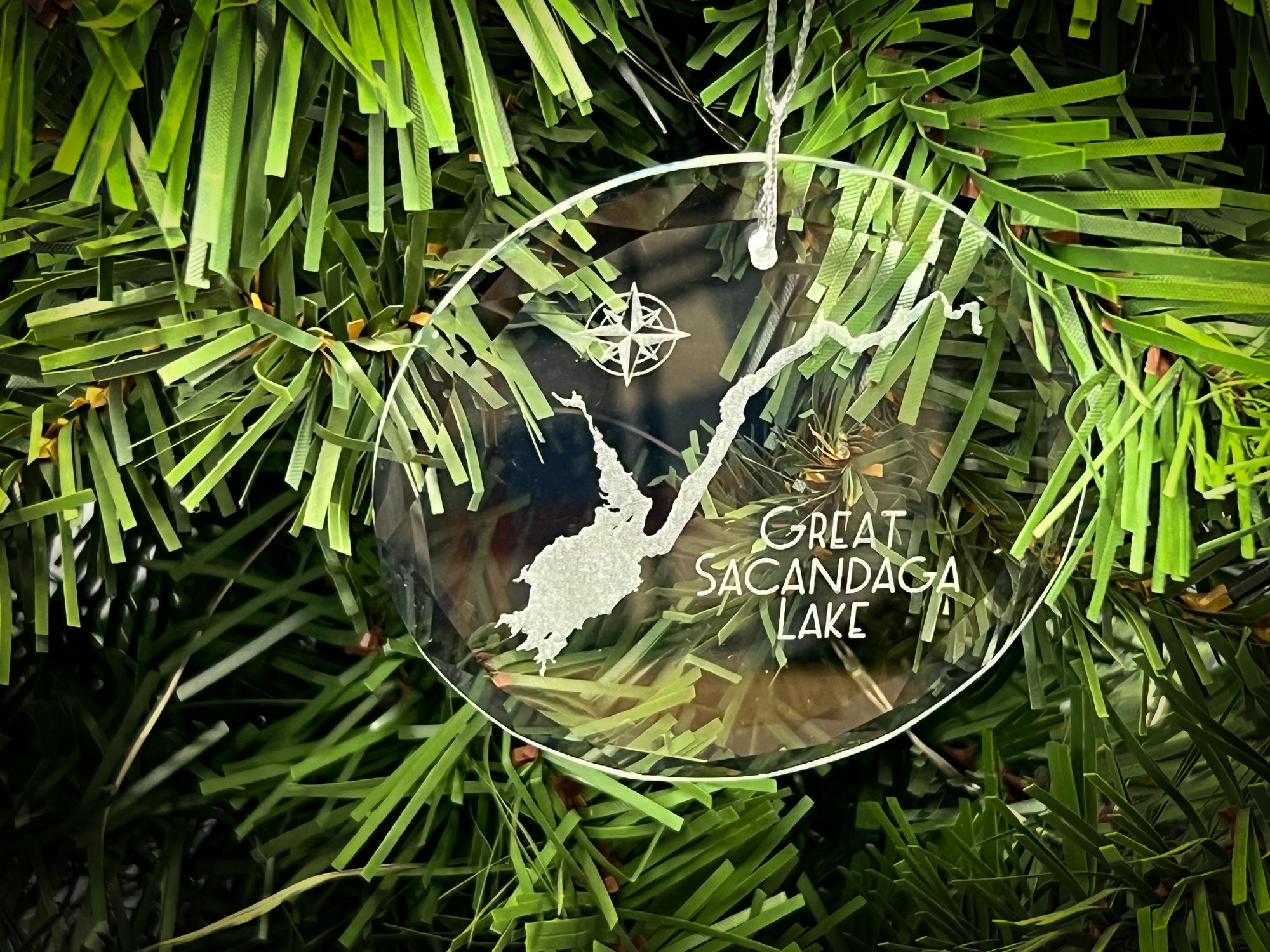 Great Sacandaga Lake New York Round Clear Glass Ornament