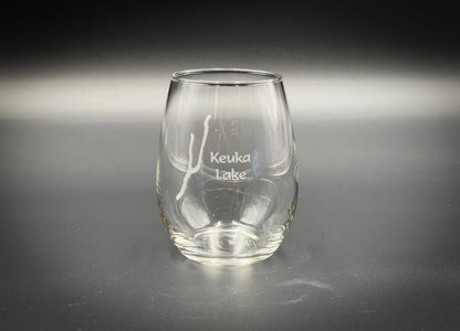 Keuka Lake - New York - Lake Life - Laser engraved 15 oz stemless wine glass