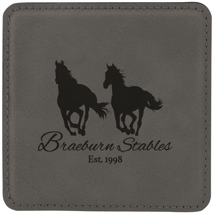 Get a Quote - 4" Square Leatherette Coaster