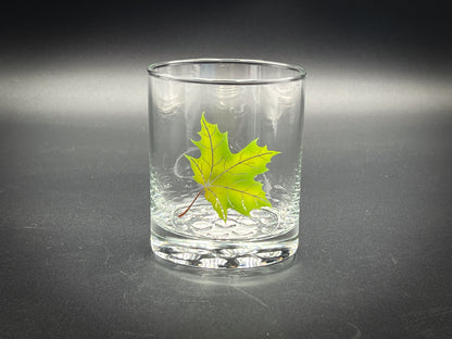 Summer maple leaf Engraved and Painted - 12.25 oz Double Rocks Glass