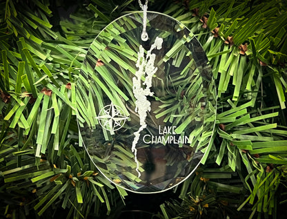 Make My Lake Clear Glass Ornament