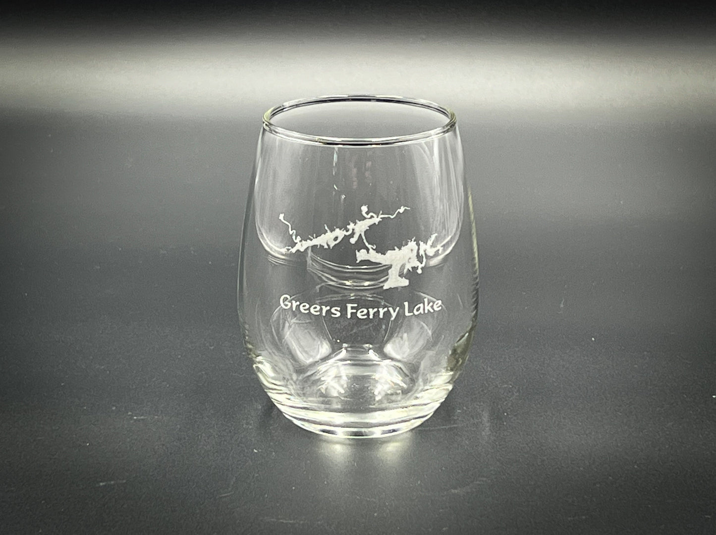 Greers Ferry Lake Arkansas -  15 oz Stemless Wine Glass - Lake Life Gift