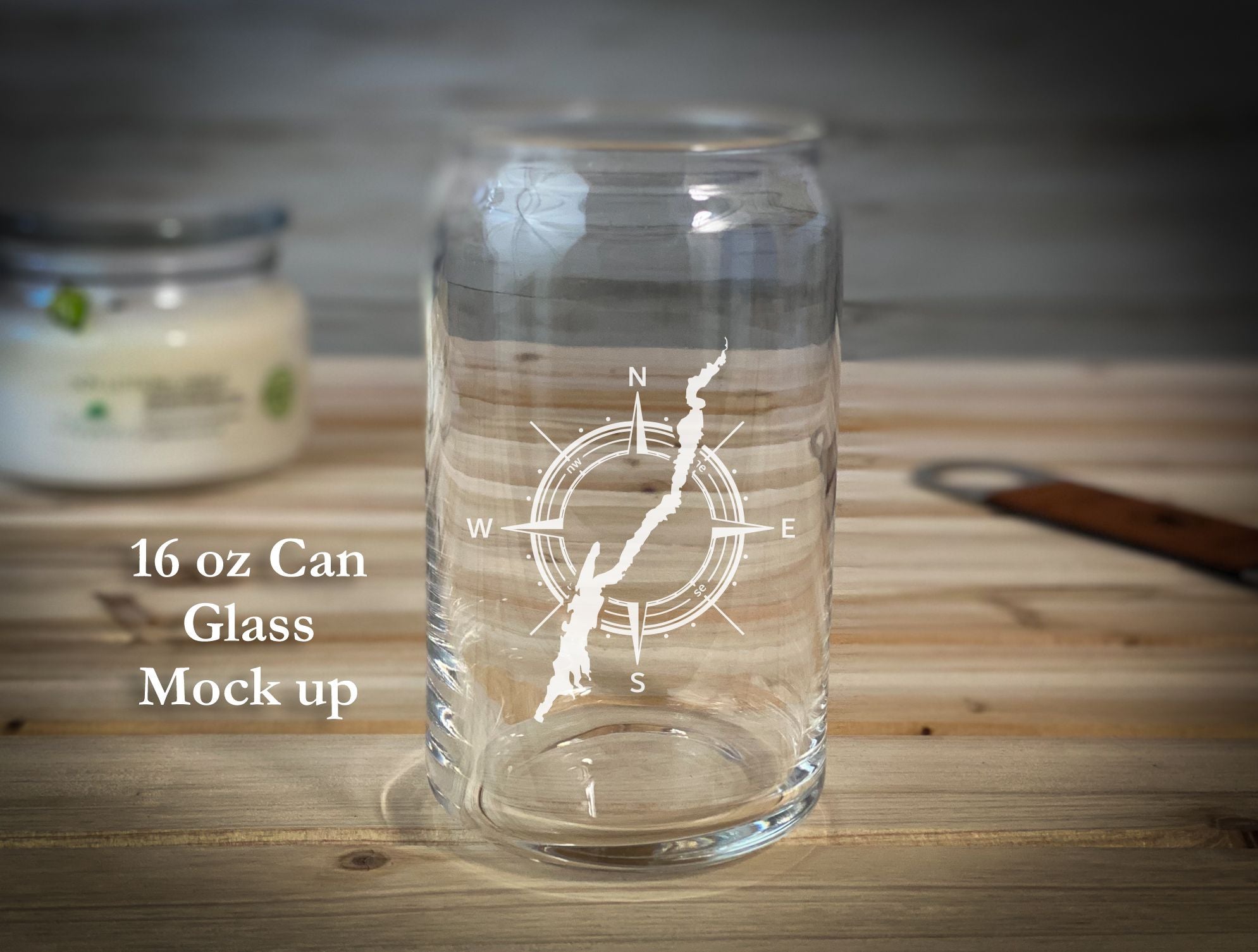 Lake George in Compass -  16 oz Can Glass