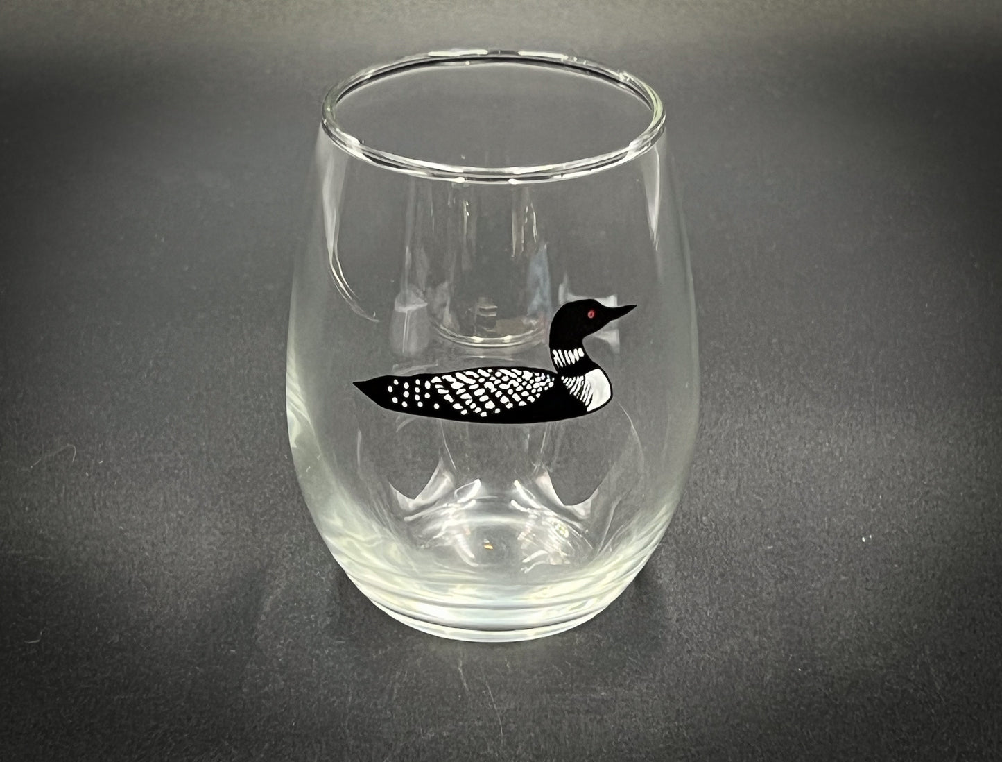 Loon Hand Painted -  15 oz Stemless Wine Glass