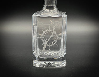 Lake George in a Compass- 750ml Whiskey Decanter