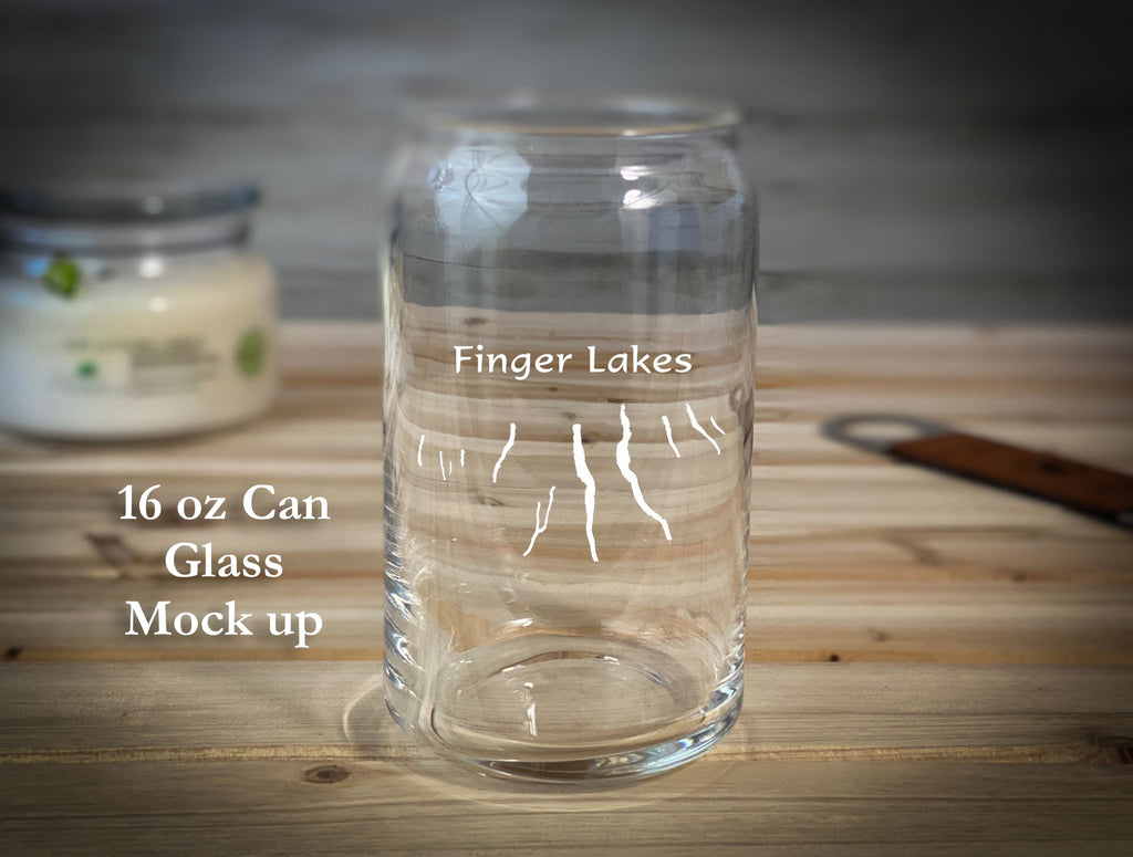 Finger Lakes Can Glass - 16 oz Etched Beer & Cocktail Glassware, Dishwasher Safe