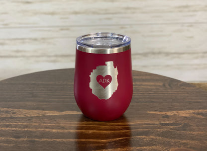 Adirondack Park with a Heart  12 oz Insulated Stemless Wine Tumbler