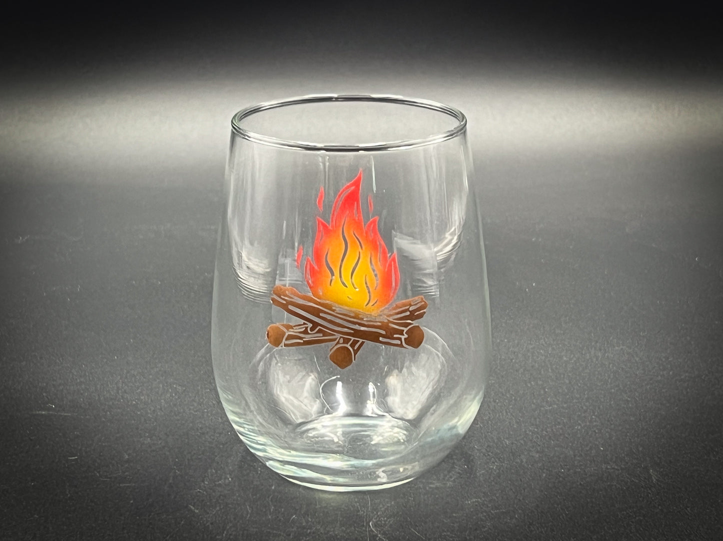 Campfire  Engraved and Painted - 17 oz Stemless Wine Glass