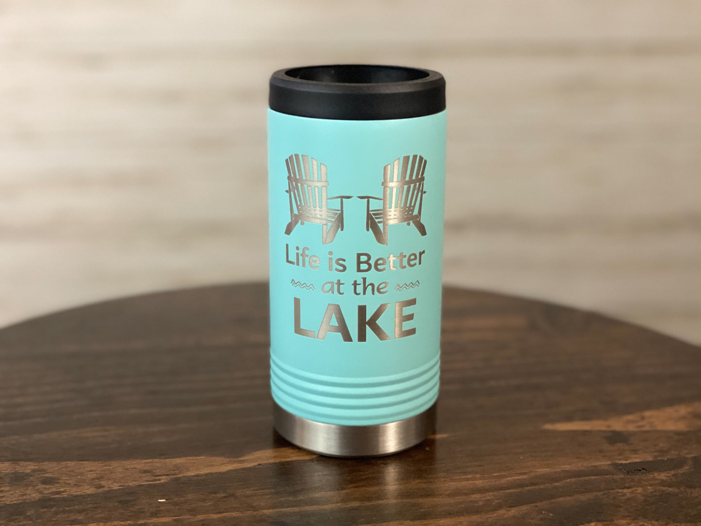 Life is Better at the Lake with Chairs - Insulated Slim Can Holder
