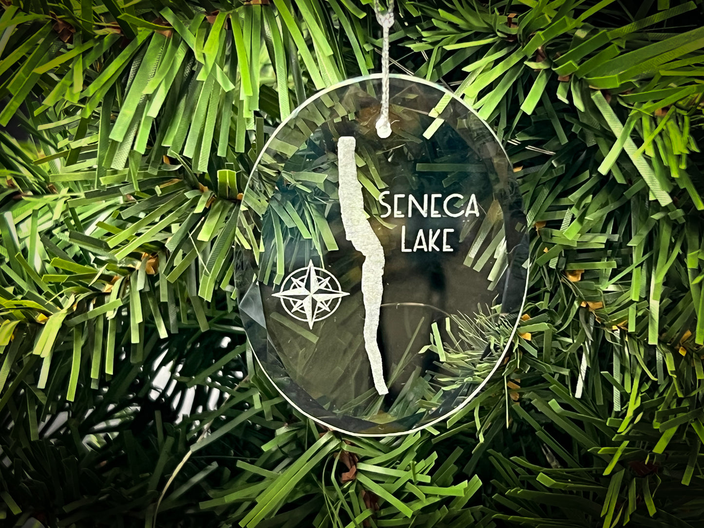 Seneca Lake New York Round Clear Glass Ornament
