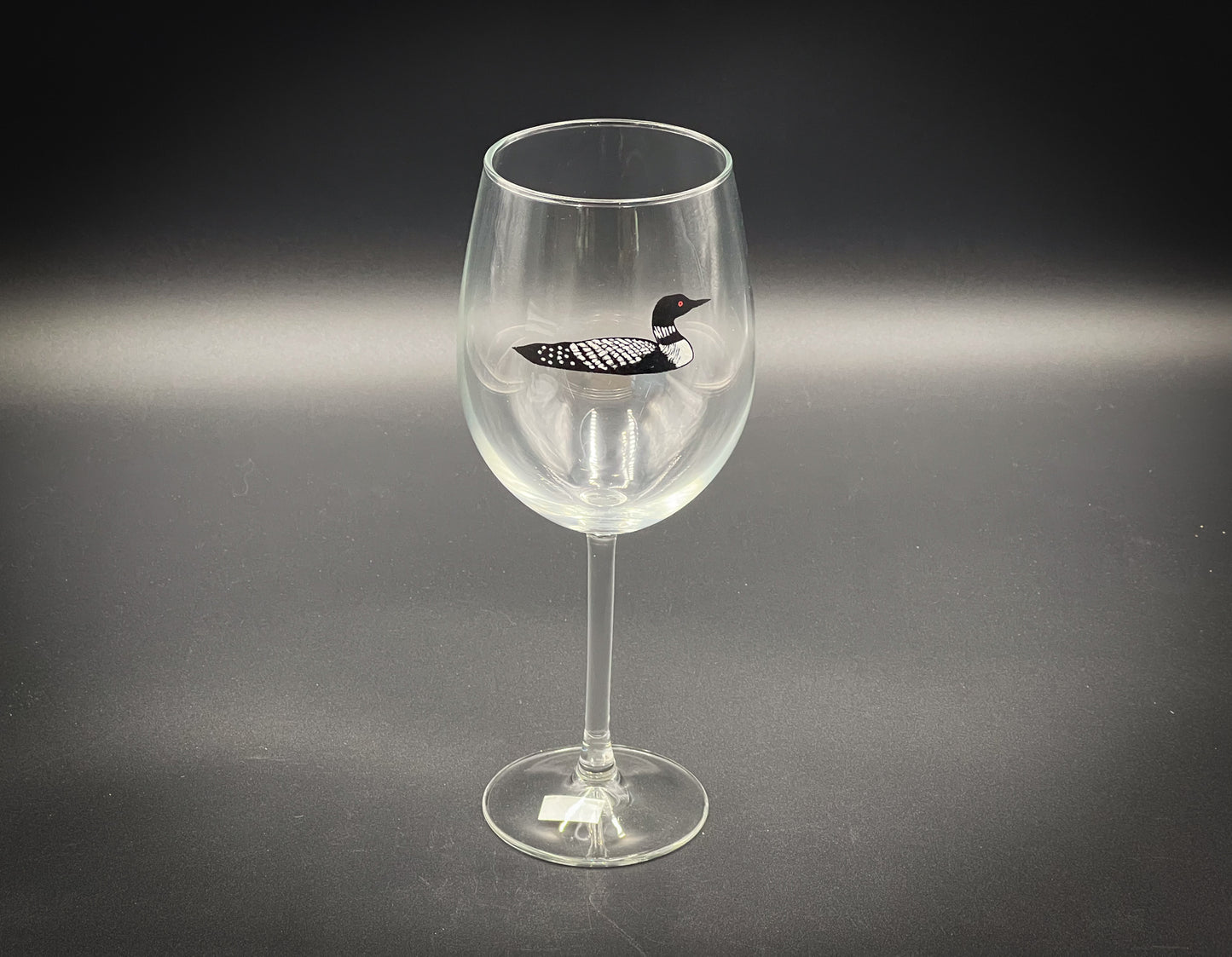 Loon hand  painted stemmed wine