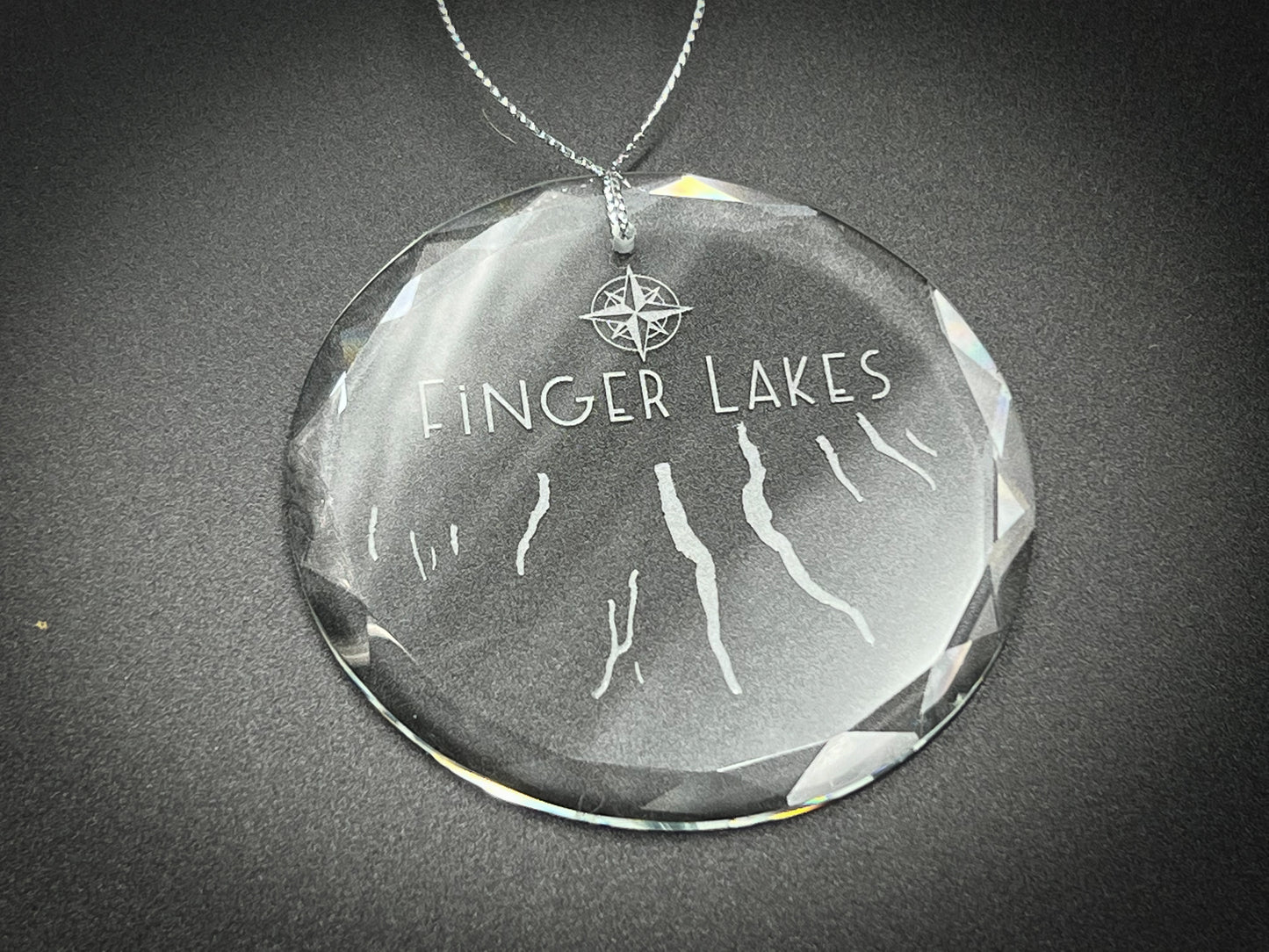 Finger Lakes New York Round Clear Glass Ornament