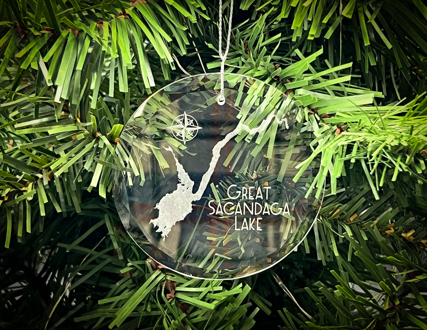 Great Sacandaga Lake New York Round Clear Glass Ornament