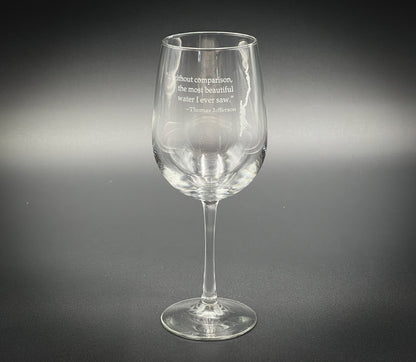 Lake George with Thomas Jefferson Quote 18.5 oz Stemmed Wine Glass