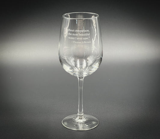 Lake George with Thomas Jefferson Quote 18.5 oz Stemmed Wine Glass