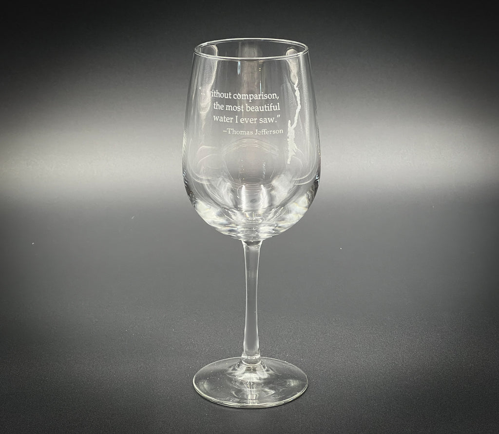 Lake George with Thomas Jefferson Quote - 19 oz Stemmed Wine Glass