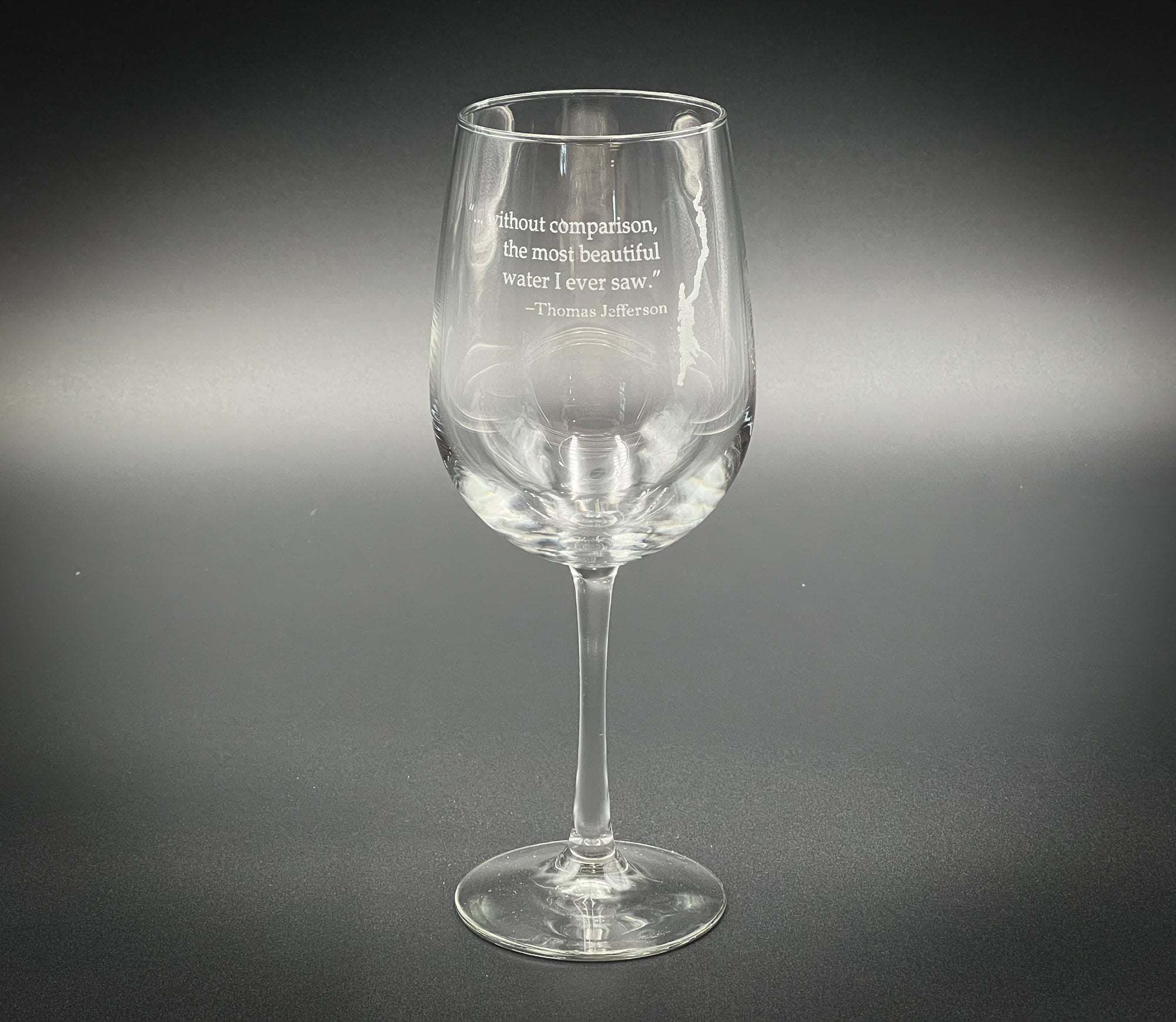 Lake George with Thomas Jefferson Quote - 19 oz Stemmed Wine Glass