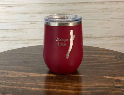 Otsego Lake - New York - Lake Life - 12 oz Insulated Stemless Wine