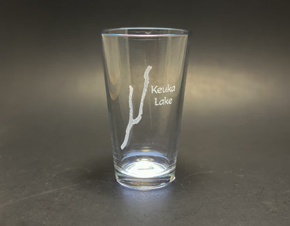 Keuka Lake New York Pint Glass - Lake Life - Laser engraved pint glass