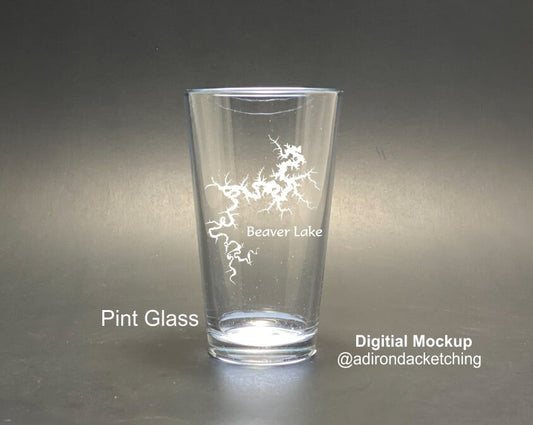 Beaver Lake - Arkansas - Lake Life - Laser engraved pint glass