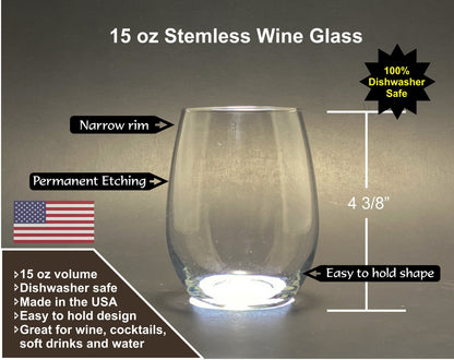 Lake George New York  15 oz Stemless Wine Glass