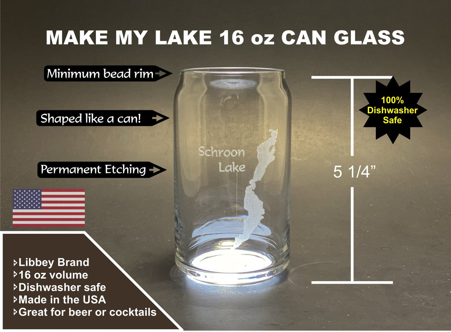 Make My Lake Can Glass  tumbler 16 oz Can Glass