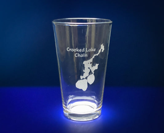 Crooked Lake Chain - Minnesota Lake LIfe - Laser engraved pint glass