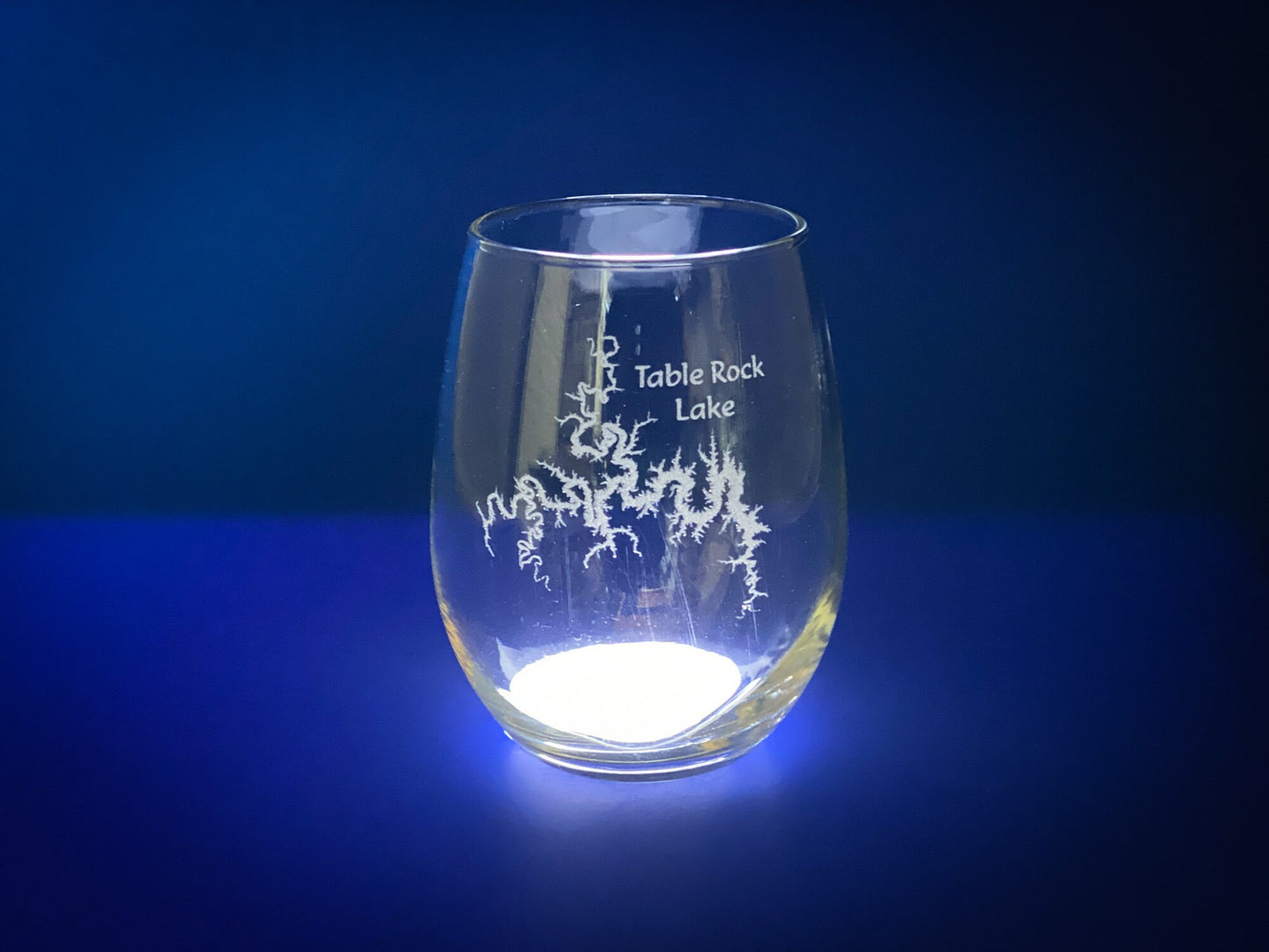 Table Rock Lake MIssouri - Etched 15 oz Stemless Wine Glass