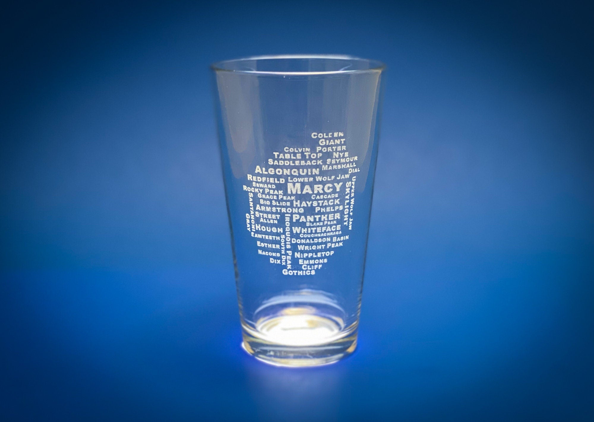 46 High Peaks of the Adirondacks Pint Glass