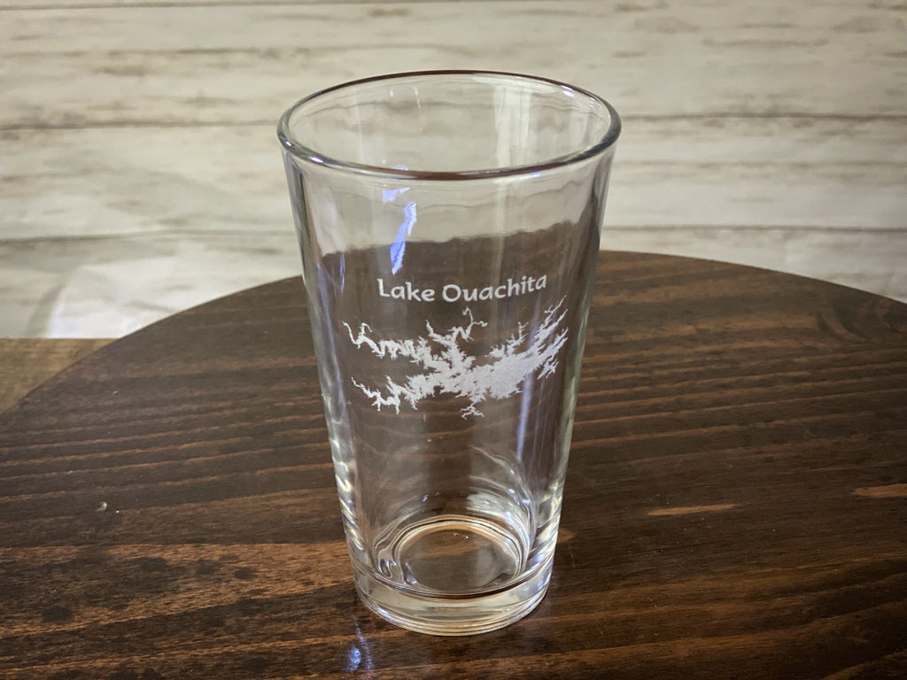 Lake Ouachita Arkansas Pint Glass - Laser engraved pint glass