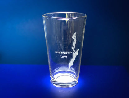 Maranacook Lake Maine Pint Glass - Laser engraved pint glass