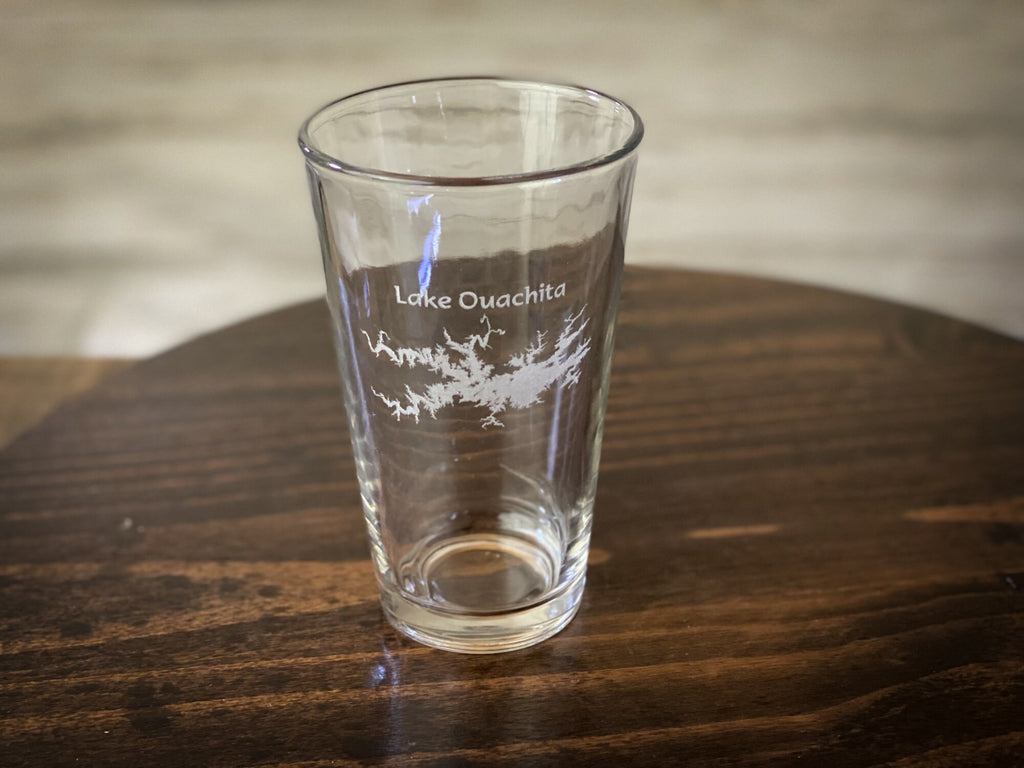 Lake Ouachita Arkansas Pint Glass - Laser engraved pint glass