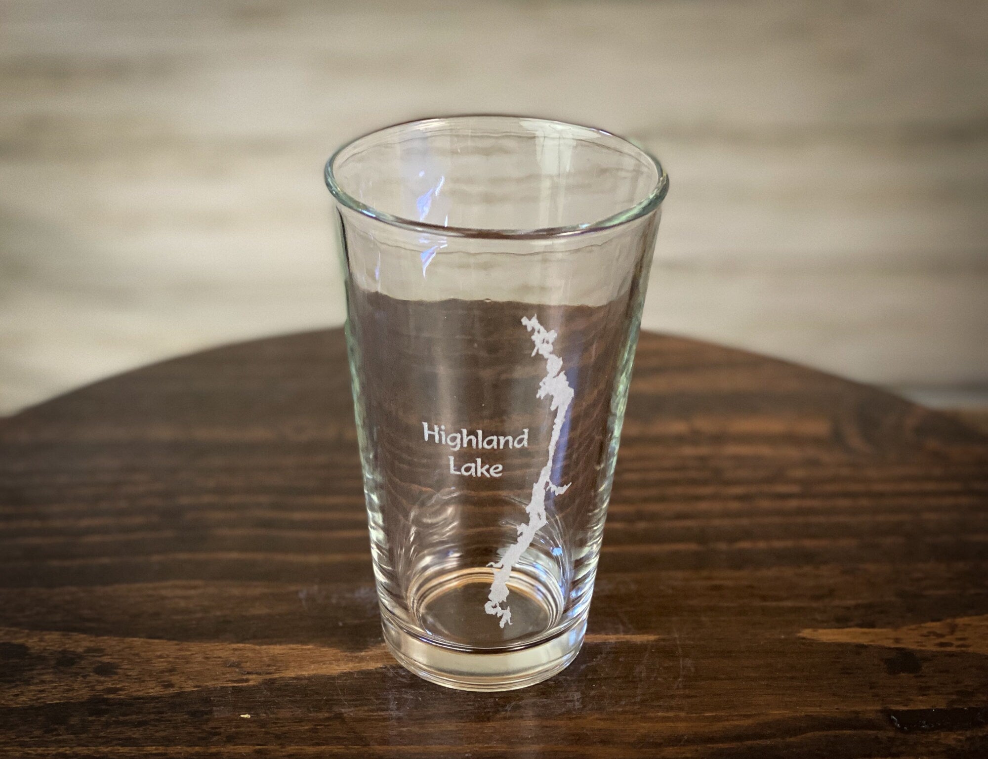 Highland Lake New Hampshire - Laser engraved pint glass