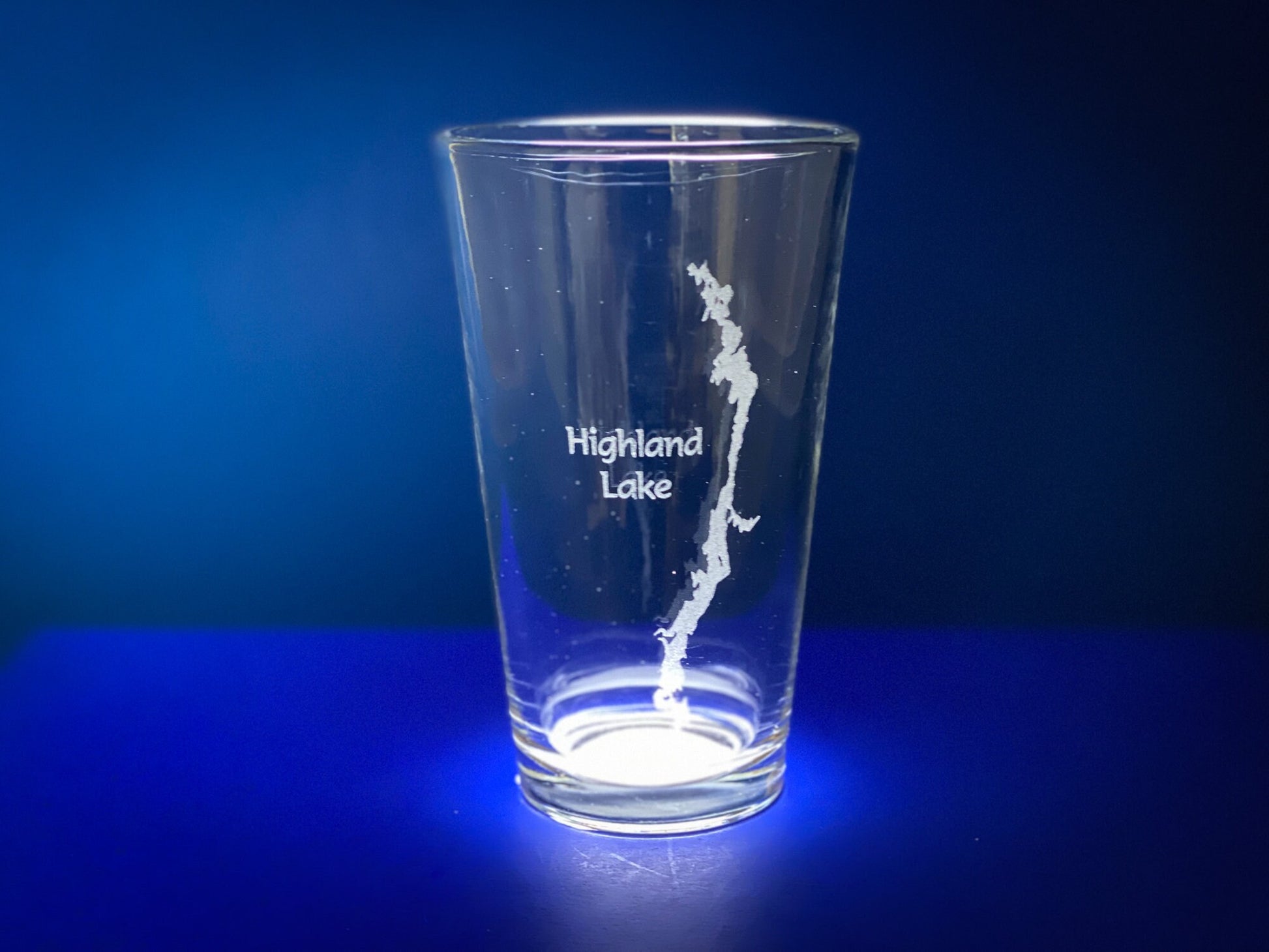 Highland Lake New Hampshire - Laser engraved pint glass