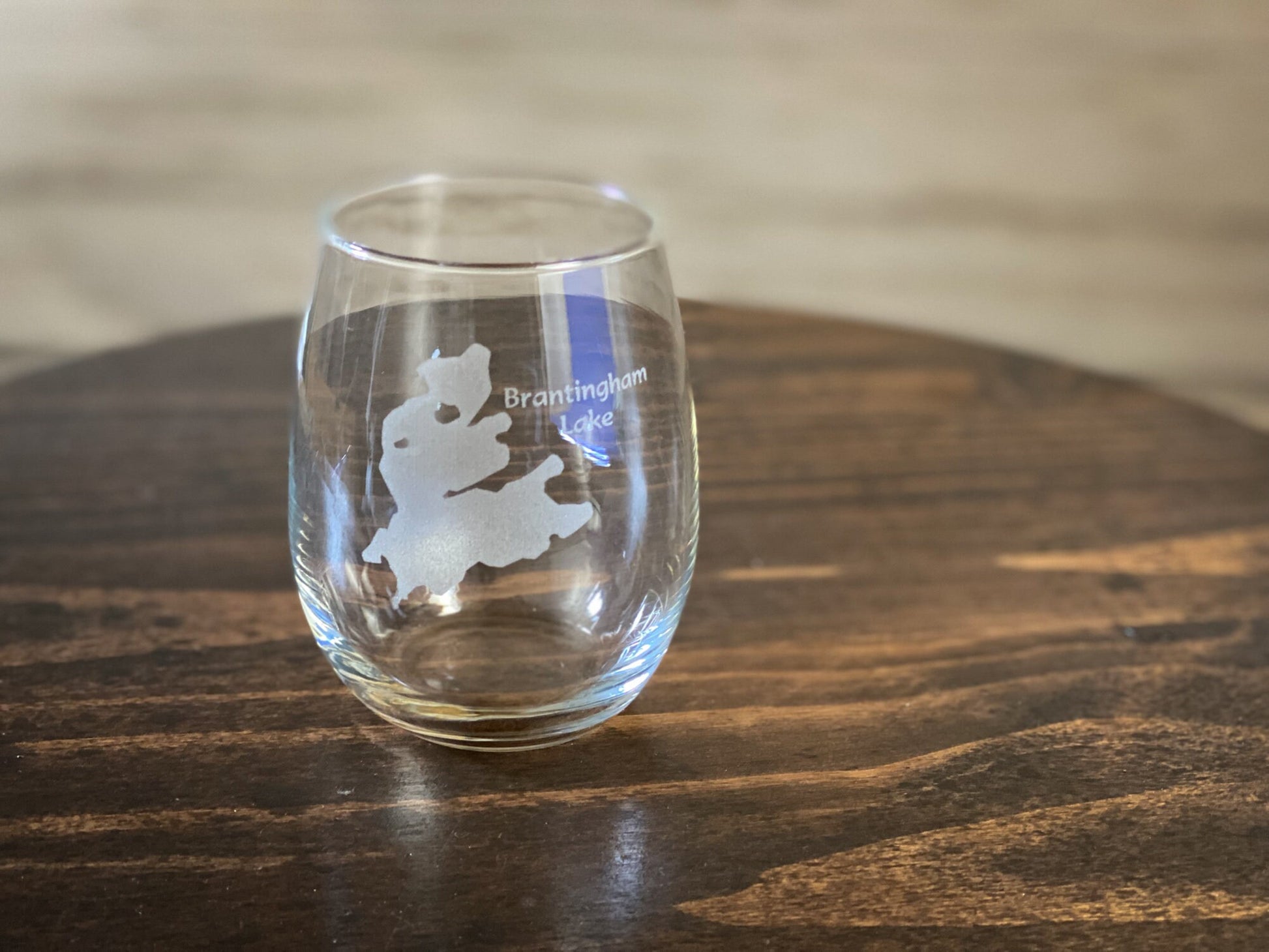 Brantingham Lake - New York - Laser etched stemless wine glass