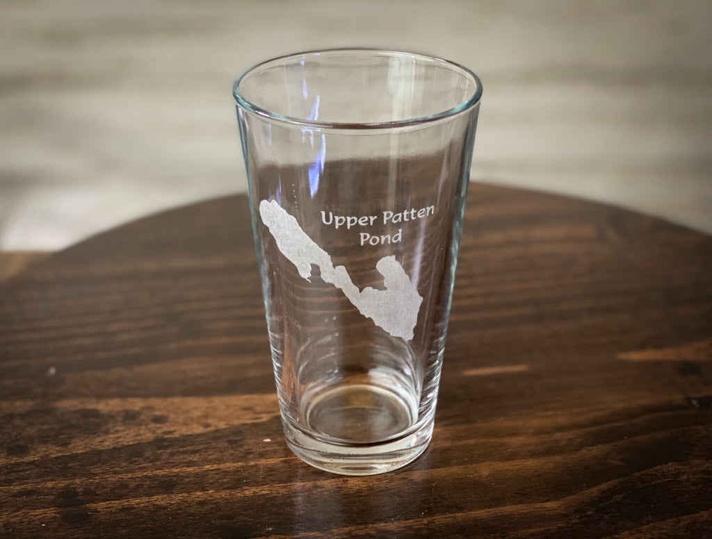 Upper Patten Pond Maine - Lake Life - Laser engraved pint glass