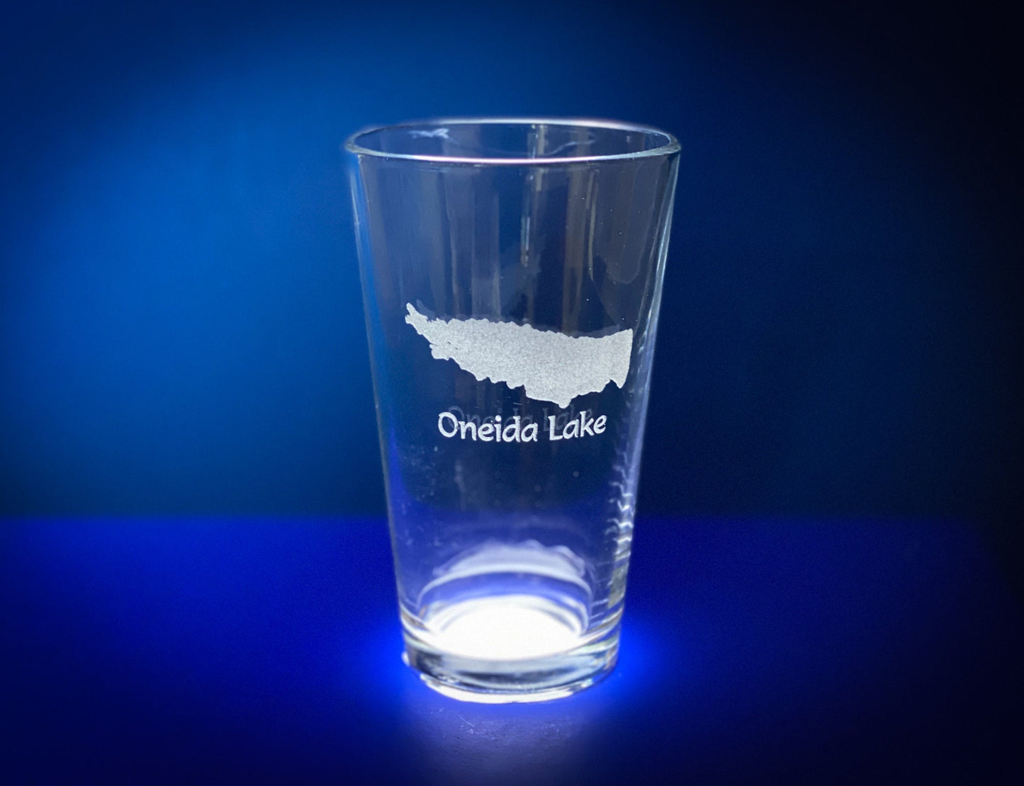 Oneida Lake New York - Lake Life Gift - Laser engraved pint glass