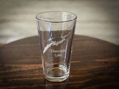Cherokee Lake Tennessee - Laser engraved pint glass