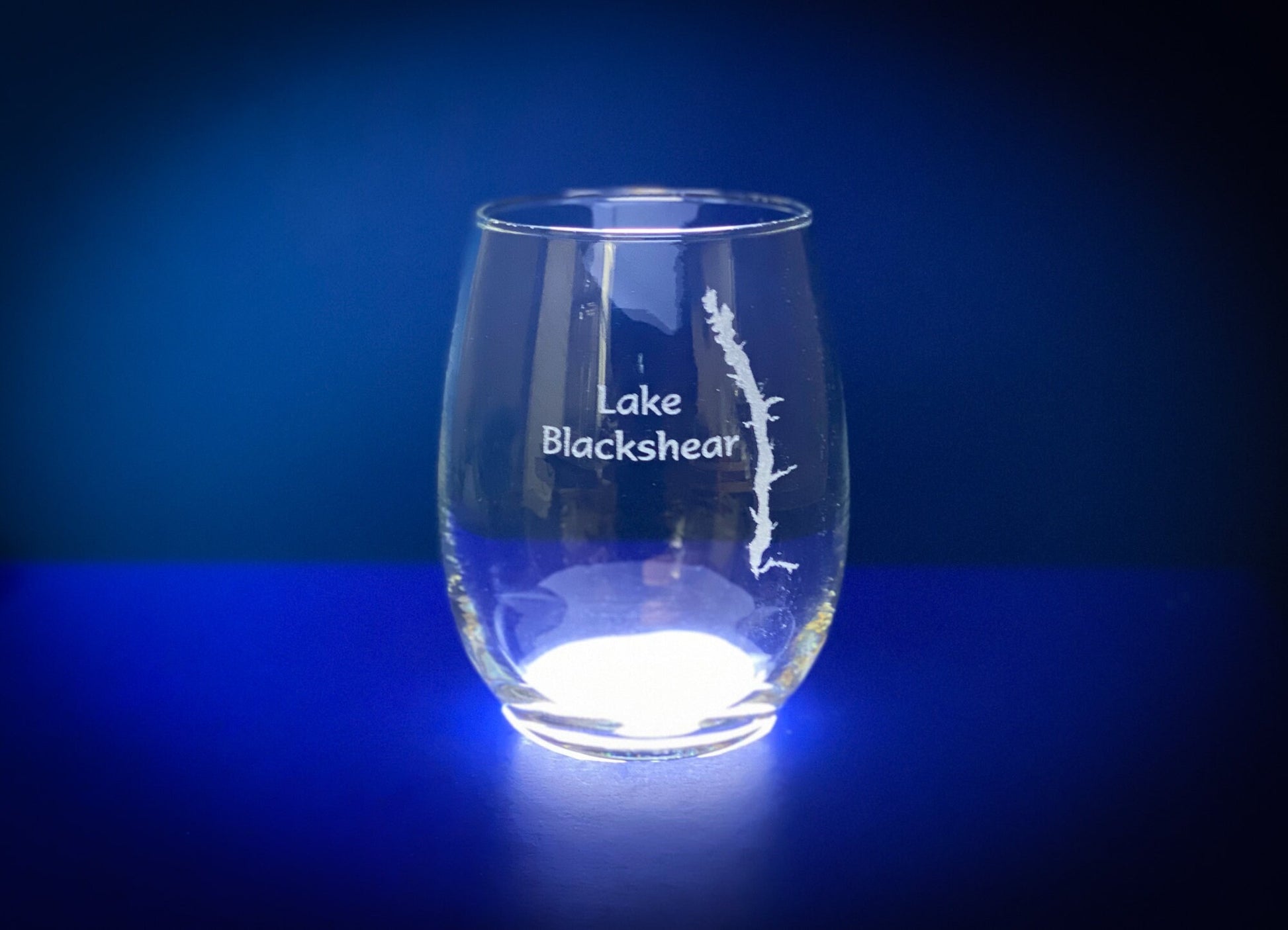 Lake Mead laser Etched Stemless Wine Glass– Houseboat Kings