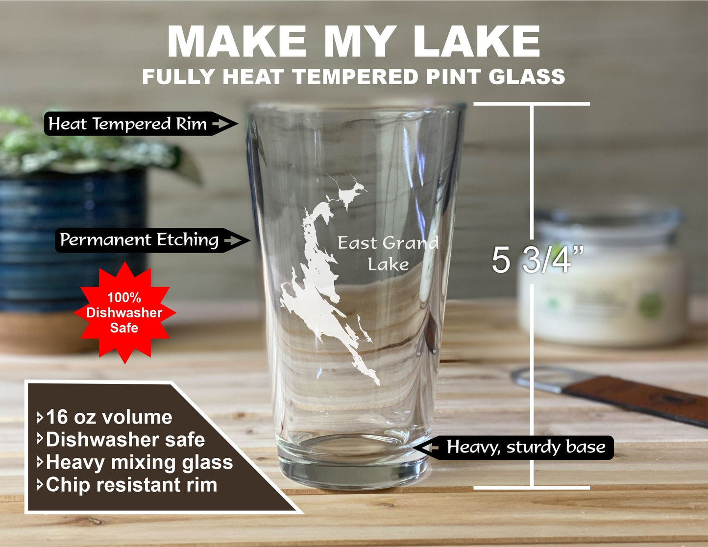 Make My Lake Pint glass – Adirondack Etching